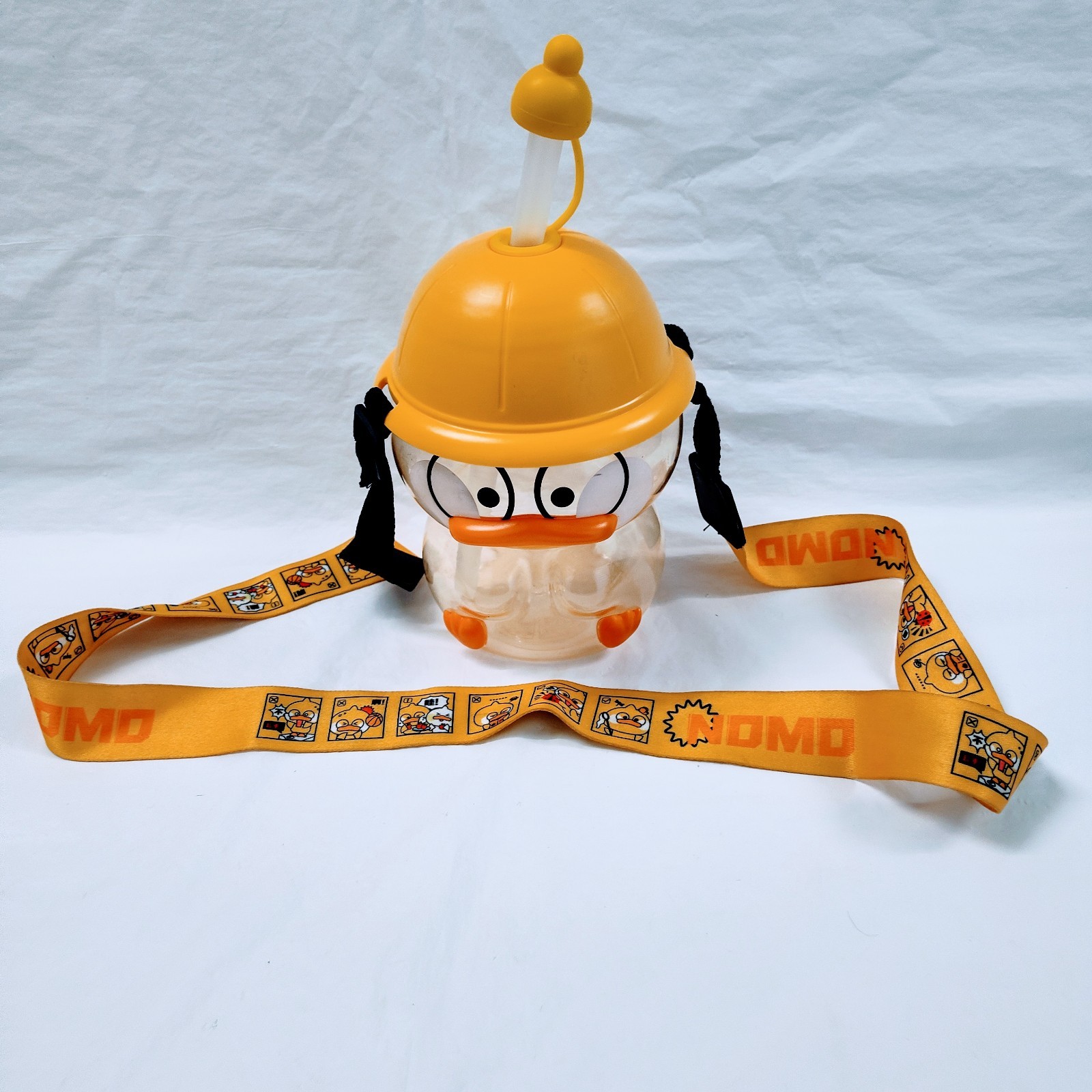 Dreamfocus Yellow Hat Duck Kids Water Bottle With Kawaii Strap + straw Age 3+