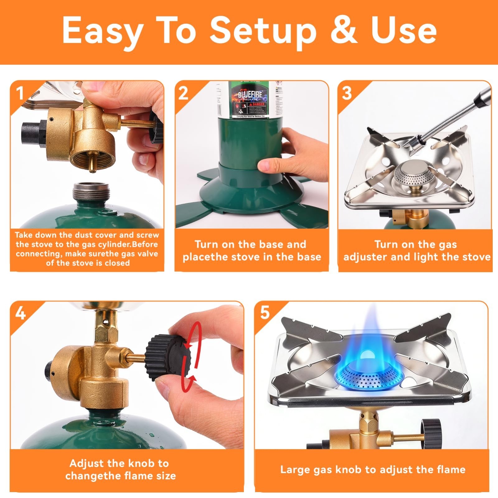 Portable Propane Camping Stove – 10000 BTU Single Burner for Outdoor Cooking