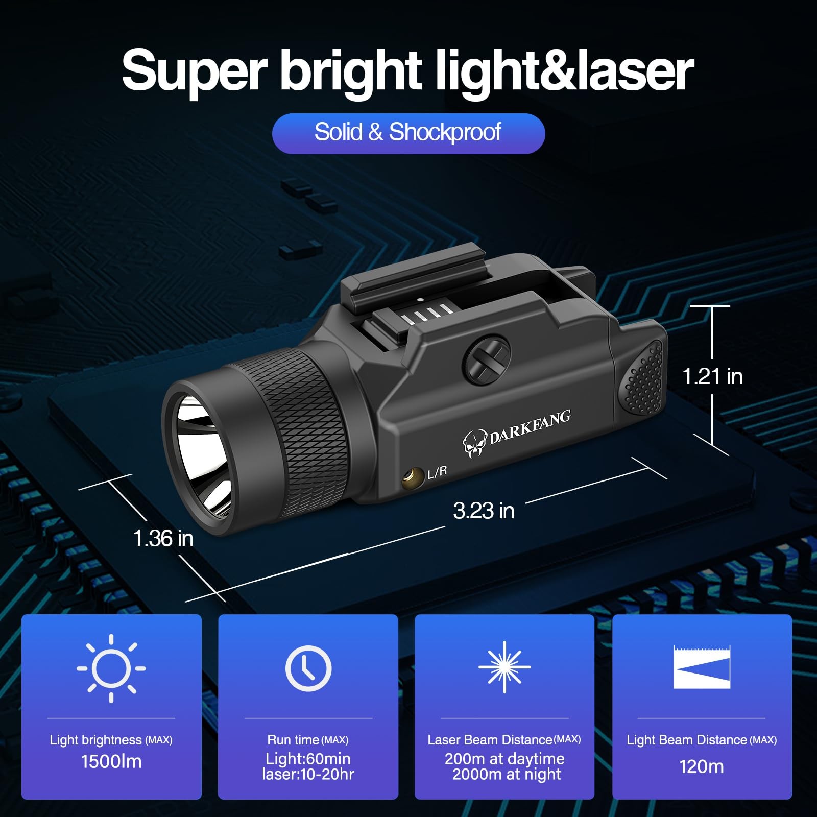 Tactical Flashlight and Green Laser Light Combo 1500 Lumen for Shotgun/Pistol…