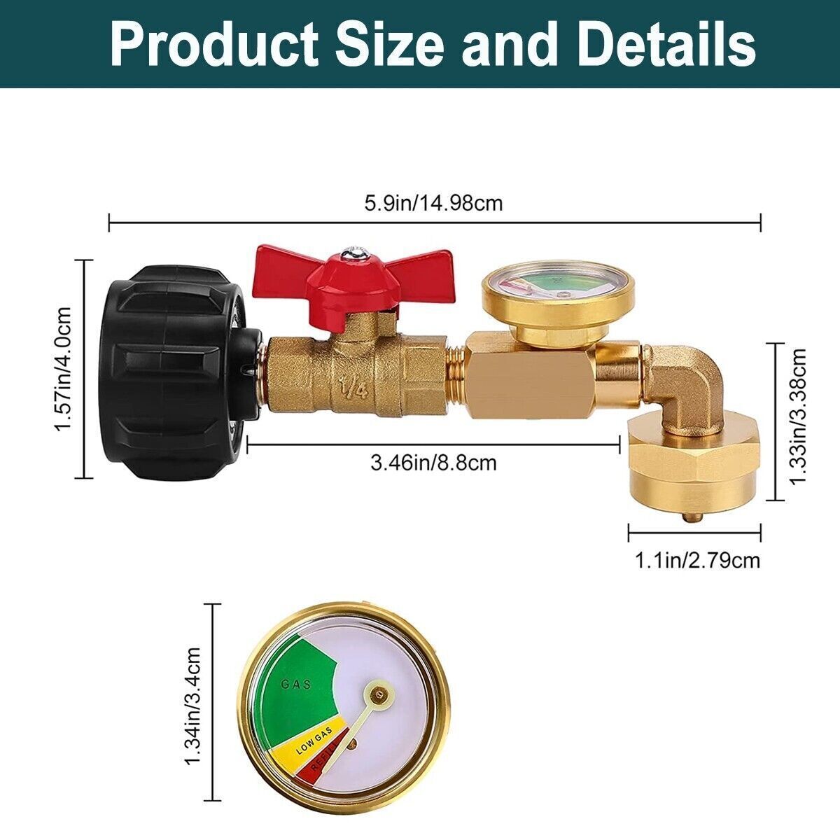 NEW 1Lb To 20Lb Tank Propane Refill Adapter With Gauge And ON-Off Control Valve