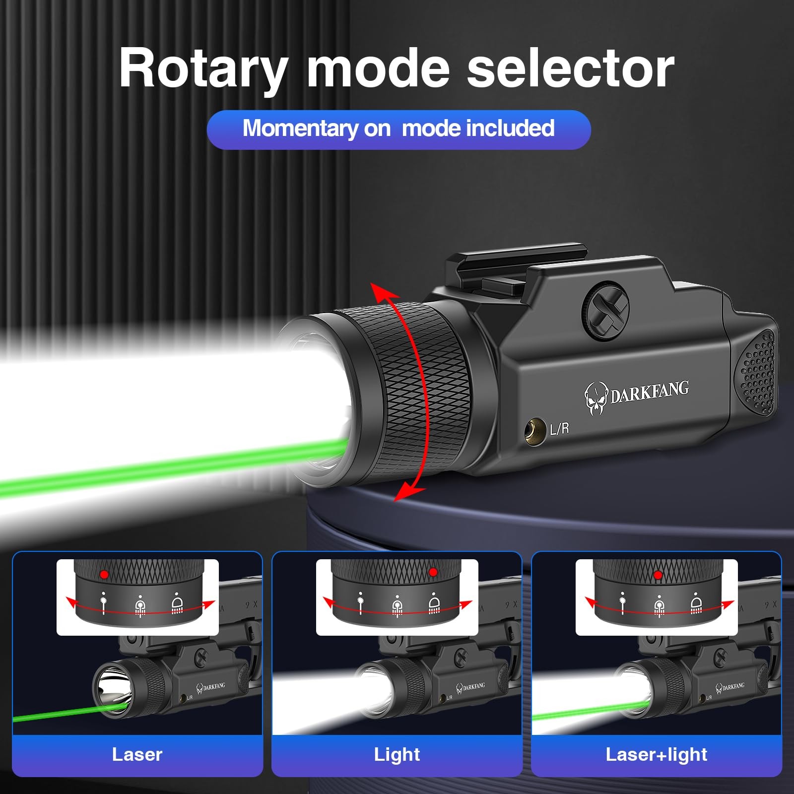 Tactical Flashlight and Green Laser Light Combo 1500 Lumen for Shotgun/Pistol…