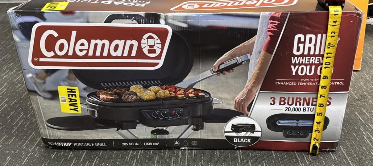 Coleman Roadtrip 285 Standup Propane Gas Grill RED 3-Burner, 20K BTU