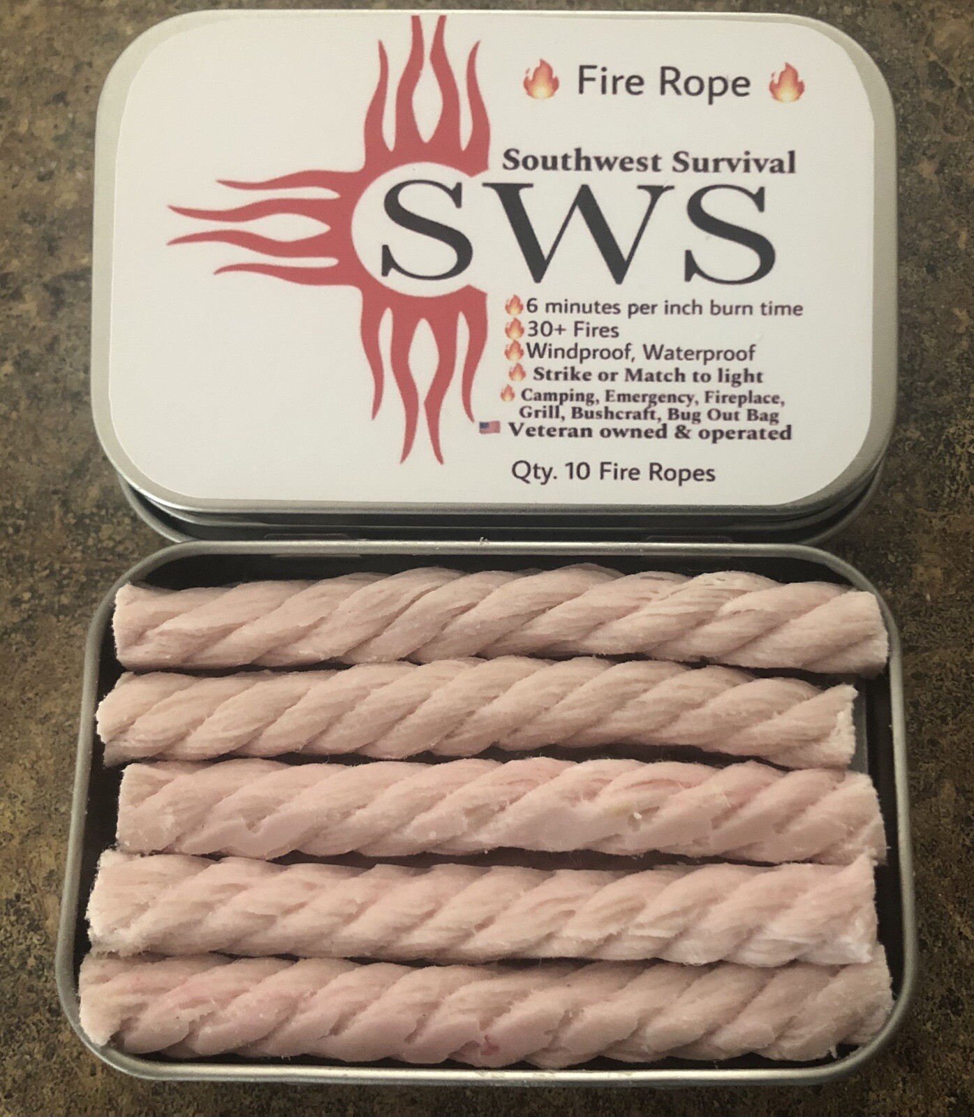 Southwest Survival – Fire Rope – (10) 3.5” 100% Cotton Infused Fire Starters.