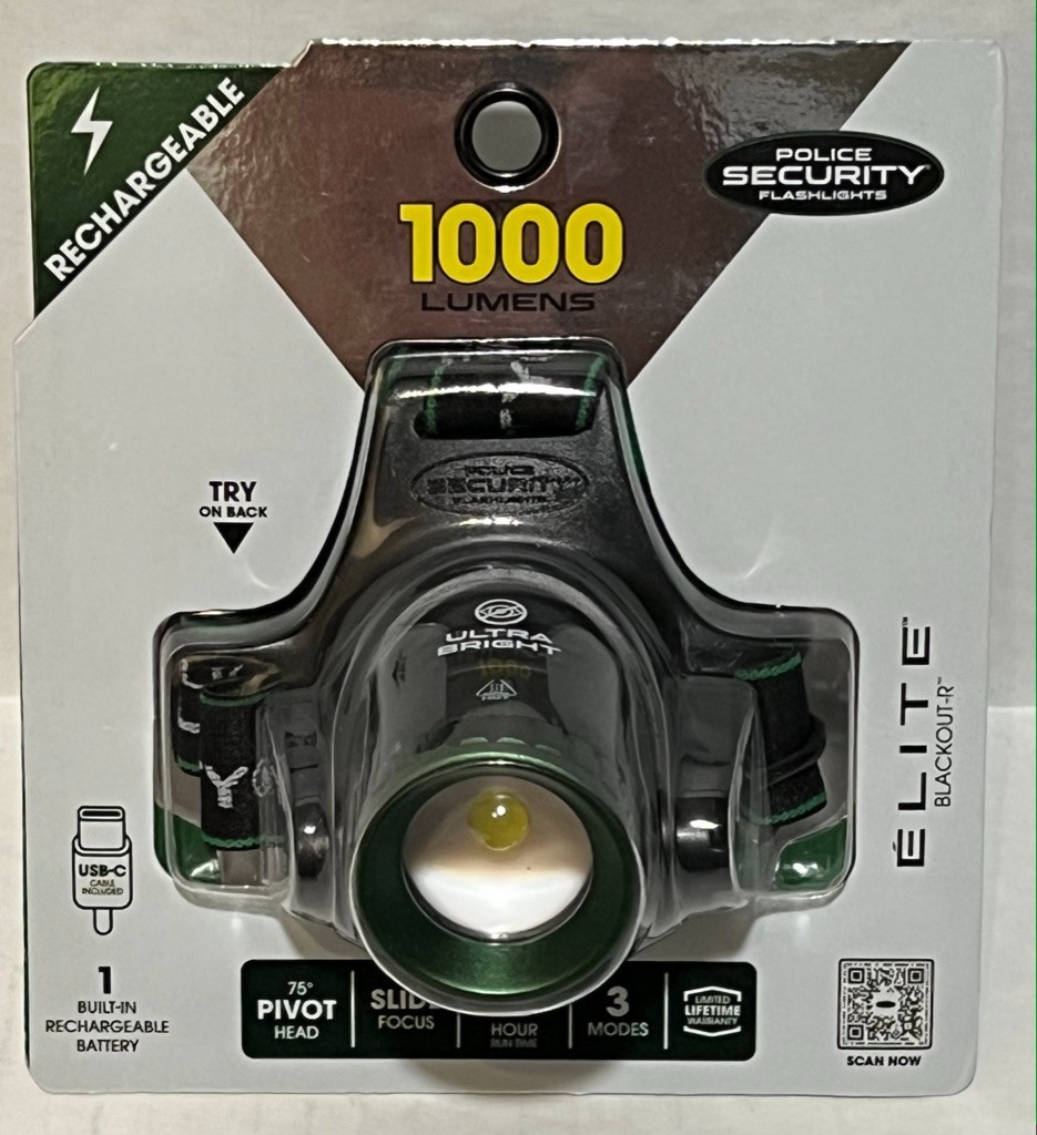 Police Security Elite Blackout Rechargeable Headlamp – 1000 Lumens Model# 98730