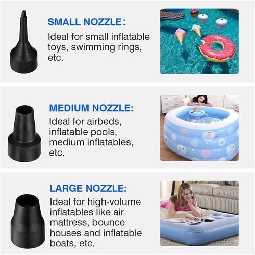 Portable 12V Electric Air Pump Quick Fill for Inflatables Bed Pool Float Raft