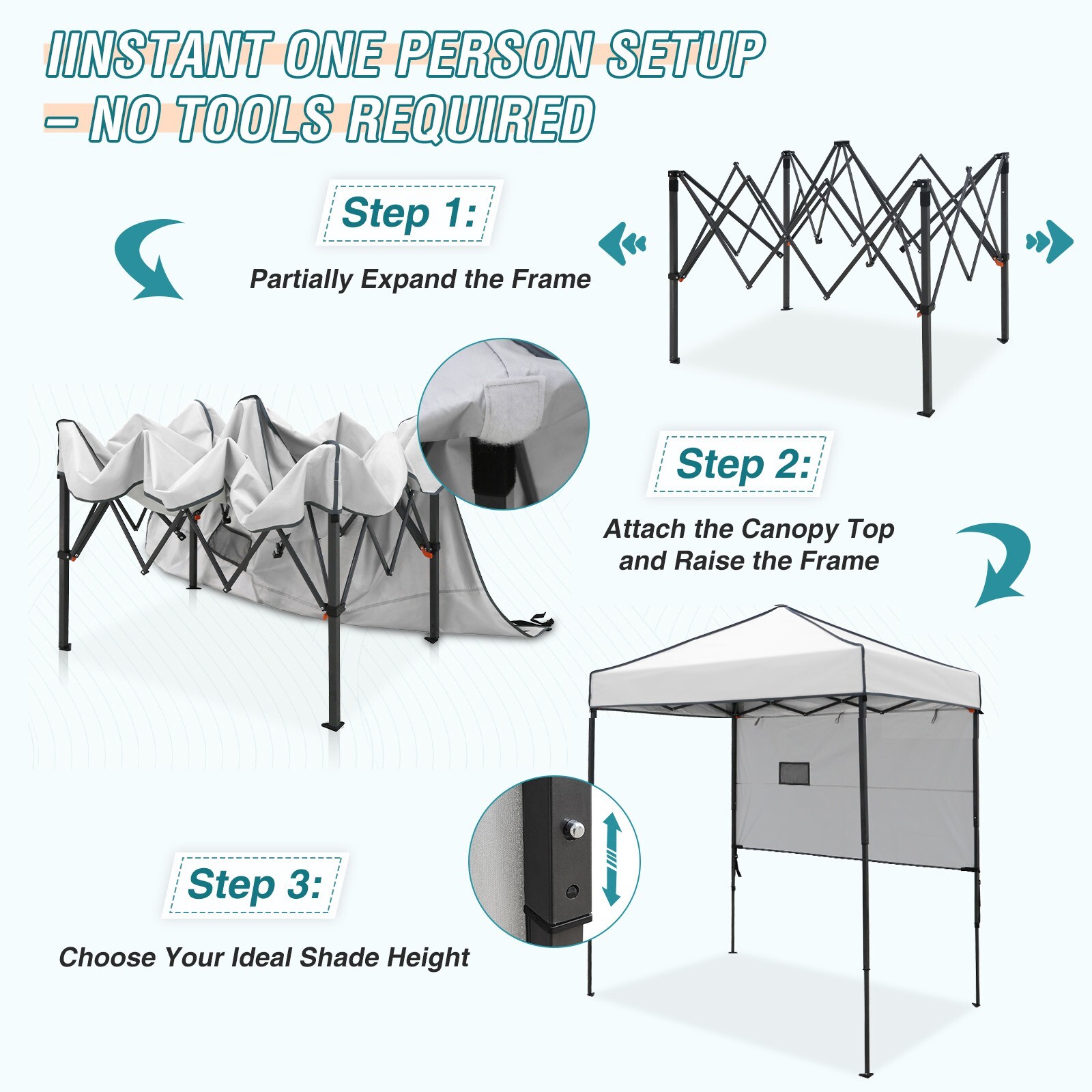 EAGLE PEAK Instant Pop Up Canopy with Adjustable Sun Wall 6×4