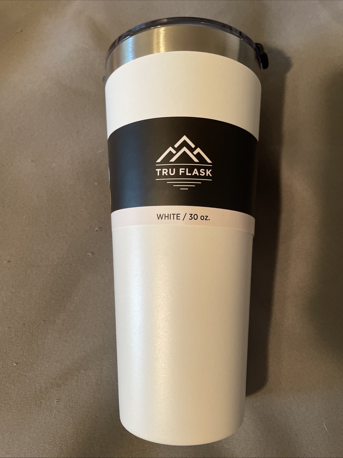 Tru Flask White Stainless Steel Tumbler 30 oz, No Straw Included