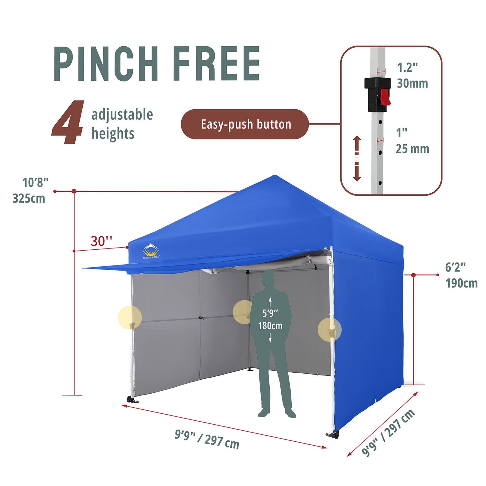Crown Shades 10×10 Ft Instant Canopy Shelter with 4 Walls, Blue (Used)