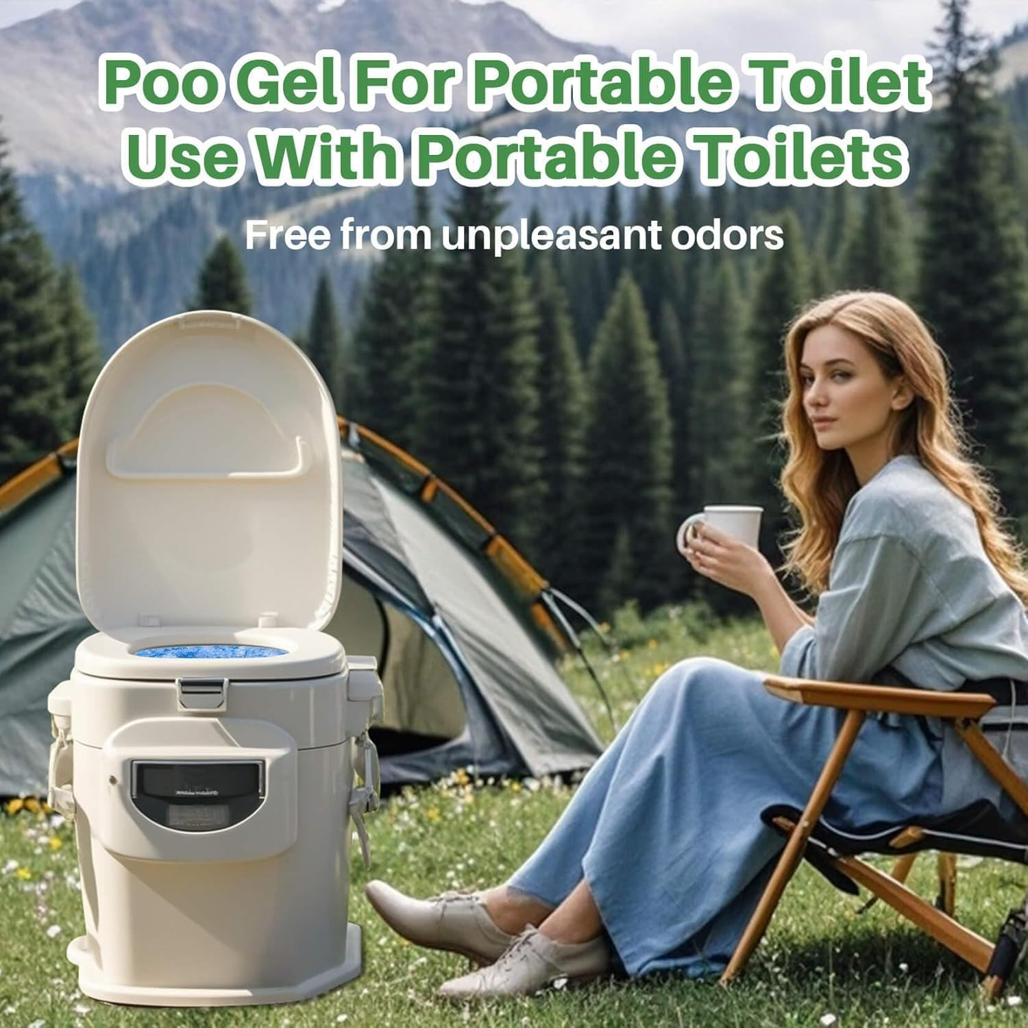 Poo Gel for Portable Toilet for Camping – 28 Packs Camping Toilet Bags Lemon Eco