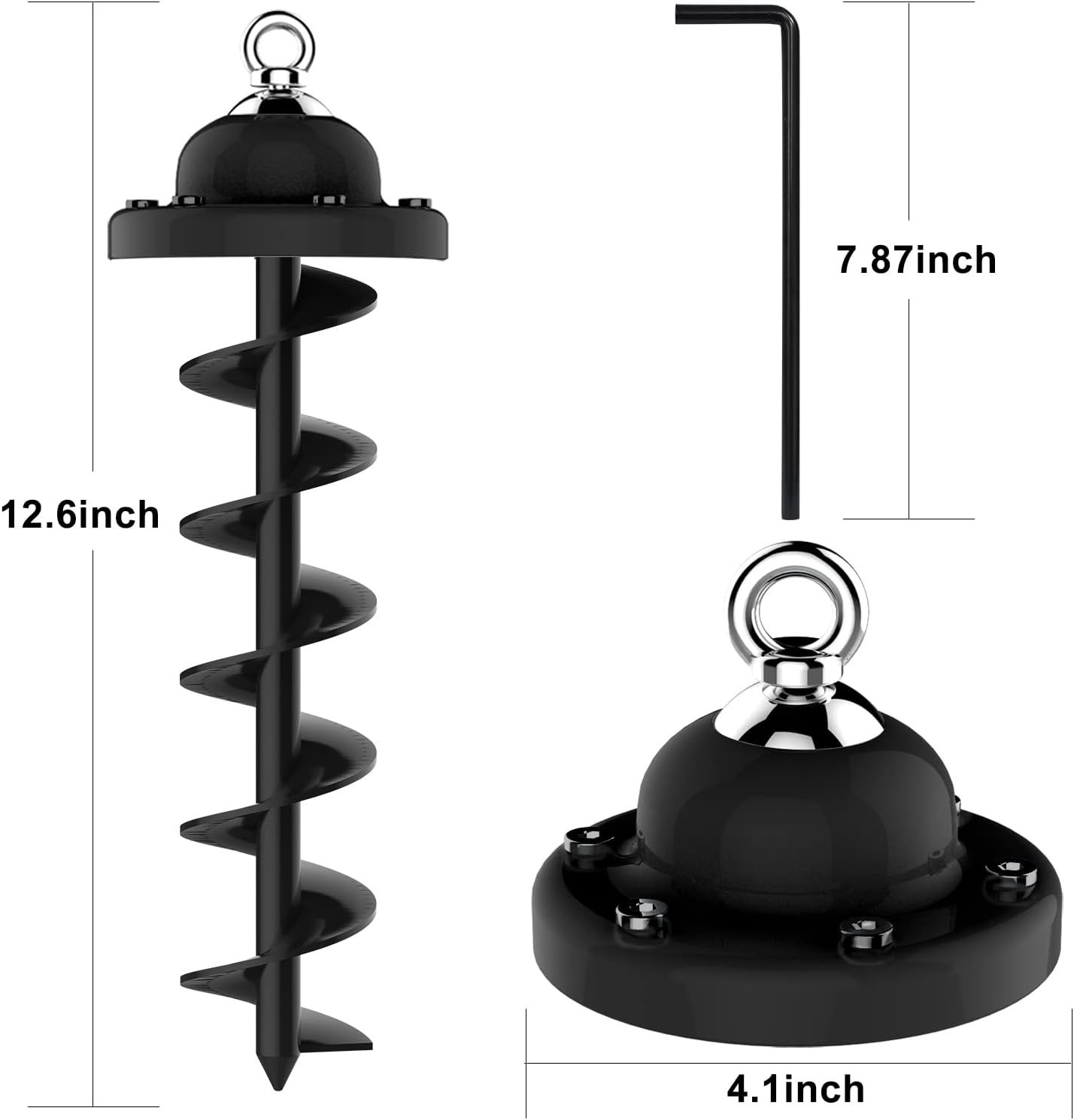 Eurmax 360° Swivel Pet Tie Out Stake Dog Anchor Heavy Duty ，1-Pack（Black）