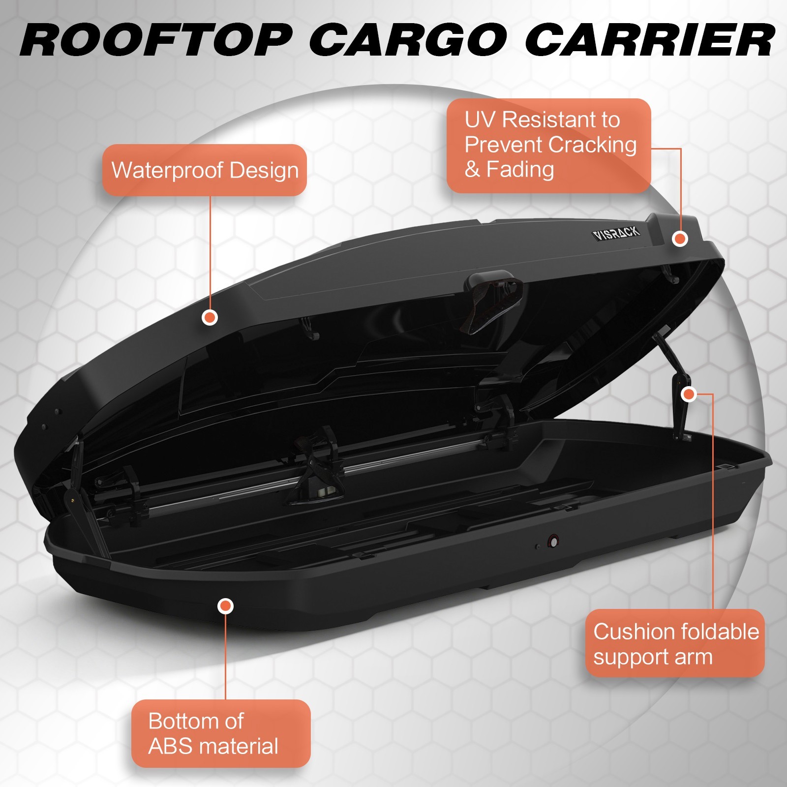 26 ft³ Heavy Duty ABS Vehicle Roof Top Storage Box Cargo Luggage Carrier 2 Locks