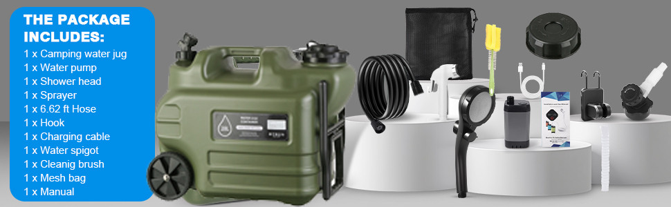 Portable Camping Shower with 7-Gallon Water Jug, Rechargeable Camping Shower New