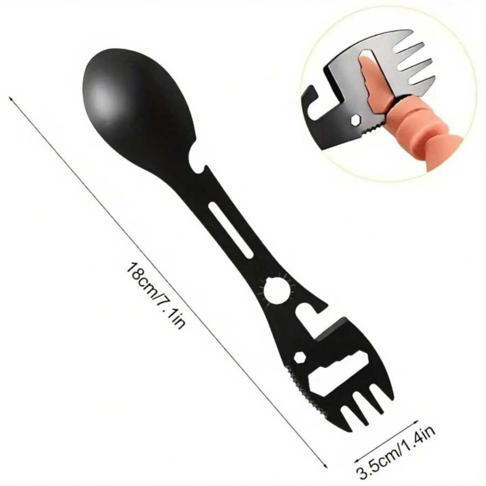 1 Pc Utility Multifunctional Outdoor 10-in-1 Fork Spoon Tableware Pouch & Hooks