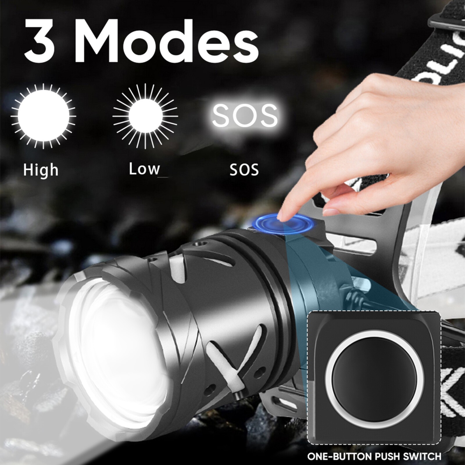 1200000LMS LED Headlamp Rechargeable USB Super Bright Zoom Head Torch Headlight