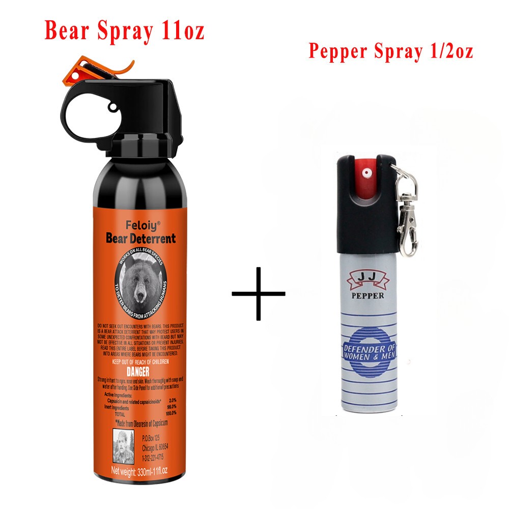 Feloiy Bear Spray Deterrent 11oz with 1 Pack Free peper spray 1/2oz