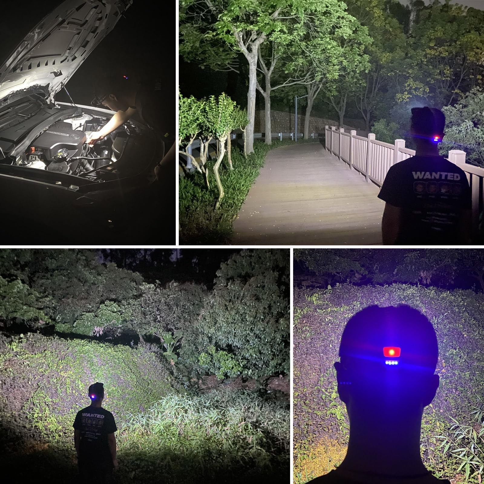 DARKBEAM Hard hat Headlamp COB LED Floodlight with Red Light USB Rechargeable