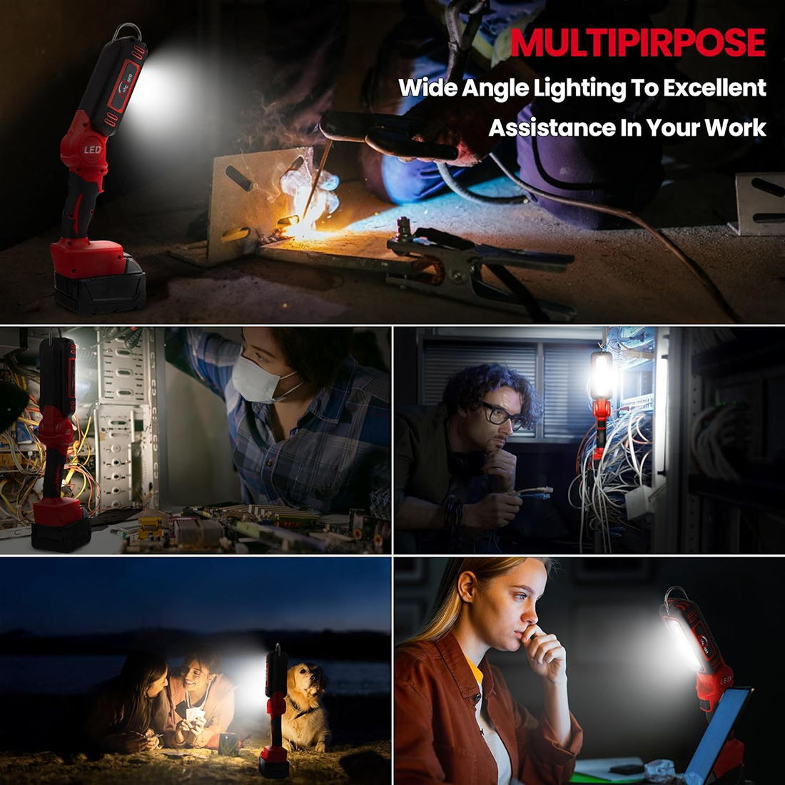 Wireless LED Work Light for Milwaukee M 18 18V Battery w/USB Cordless Outdoor
