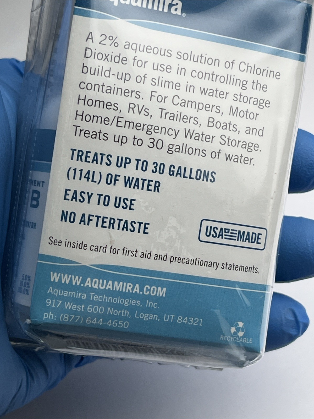 AQUAMIRA Water Treatment DROPS Kills Bacteria SURVIVAL 30gal 67202 #87 From 2014