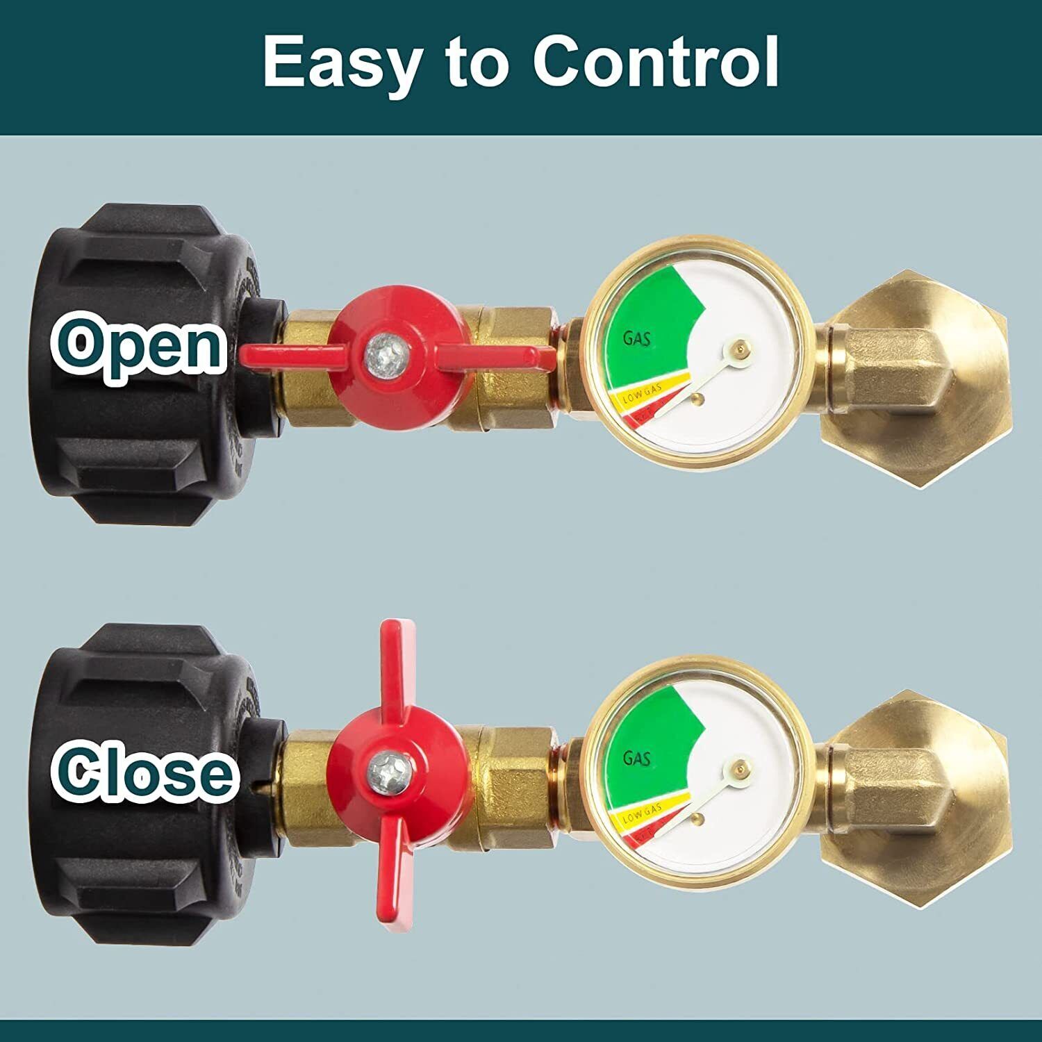 NEW 1Lb To 20Lb Tank Propane Refill Adapter With Gauge And ON-Off Control Valve