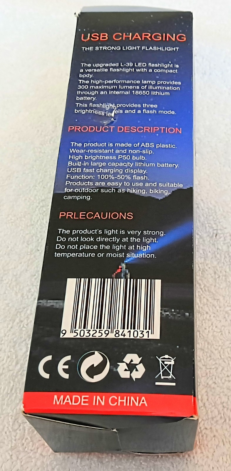 2025 USB Charging LED ZOOM FLASHLIGHT Has 300 Lumens Maximum & Battery Indicator