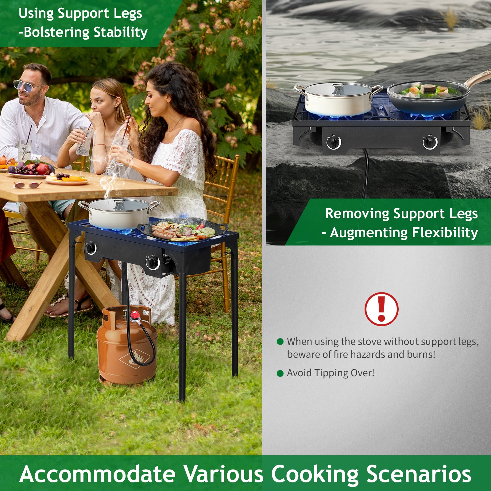 Professional Outdoor 150000 BTU Stove Propane 2 Burner Portable Cooker BBQ Grill