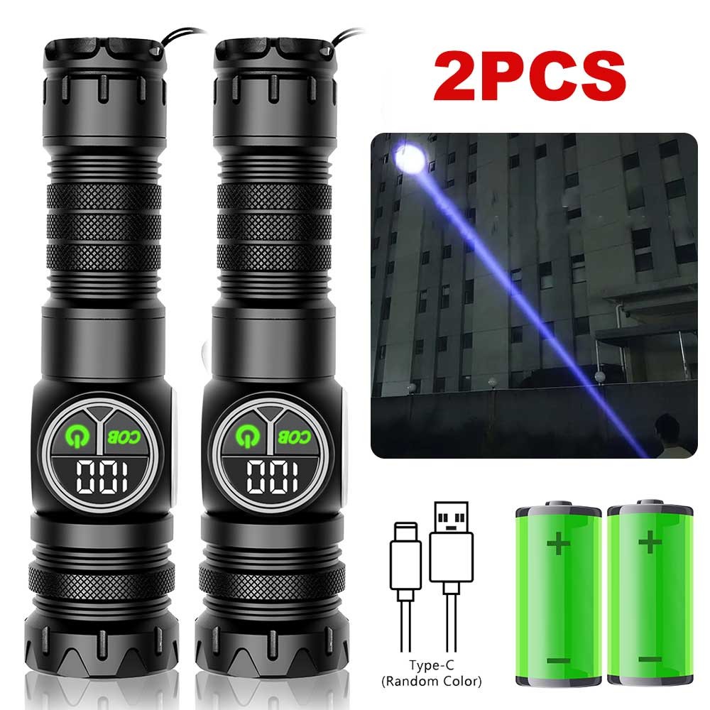 10000LM Laser LEP Flashlight Yellow Red Light Zoom USB Charging Magnetic Torch