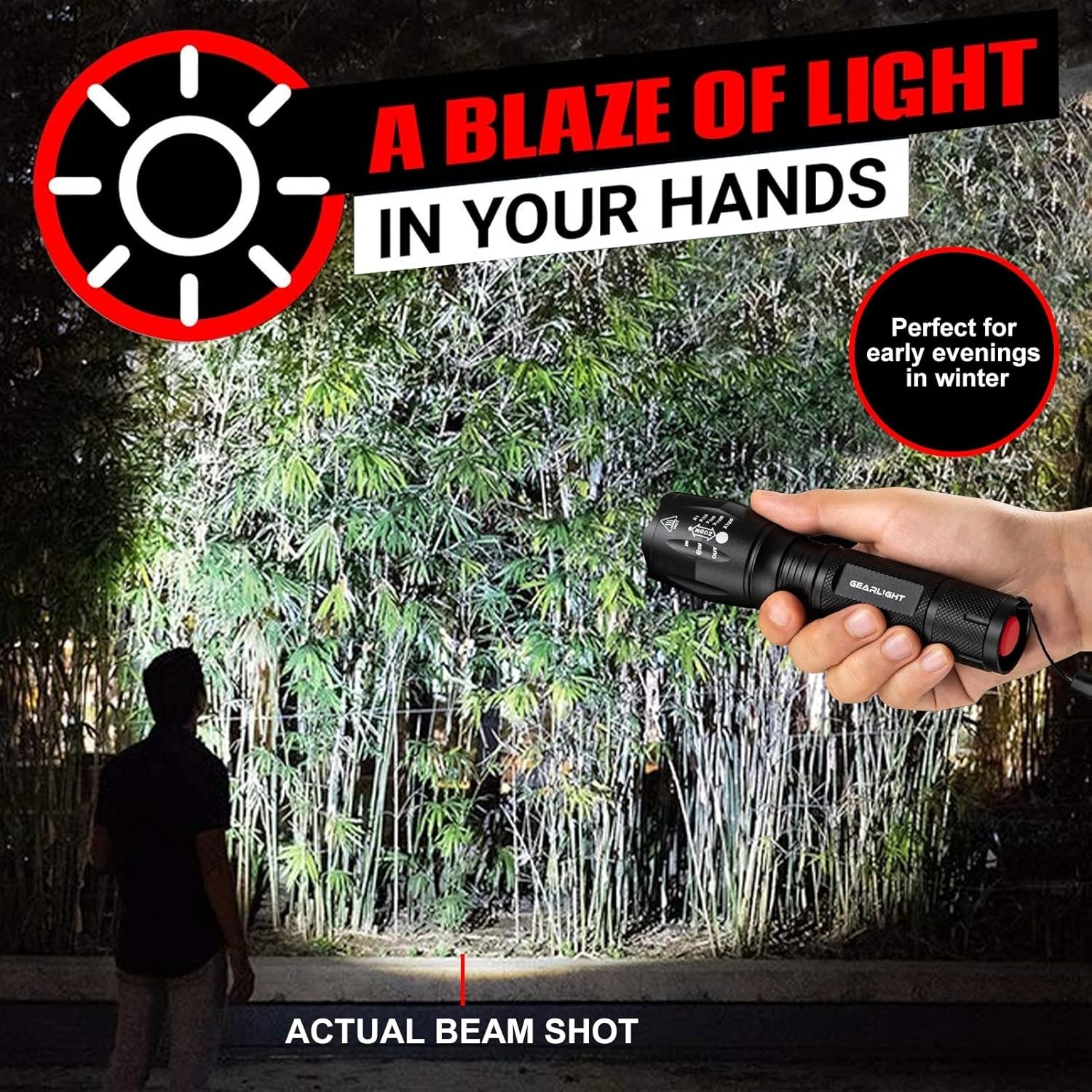 Gearlight S1000 LED Tactical Flashlight [2-PACK] – High Lumen, Zoomable, 5 Modes