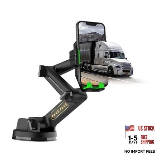 Heavy Duty Phone Holder – Long Arm, Anti-Shake Suction Cup, Compatible with