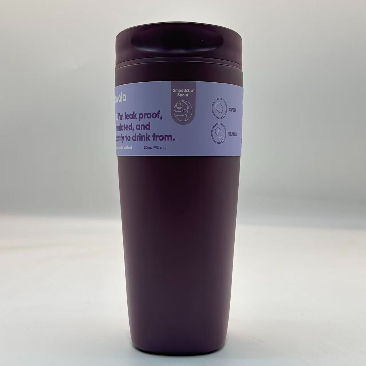 Owala 20oz Purple SmoothSip Slider Coffee Tumbler Stainless Steel Mug