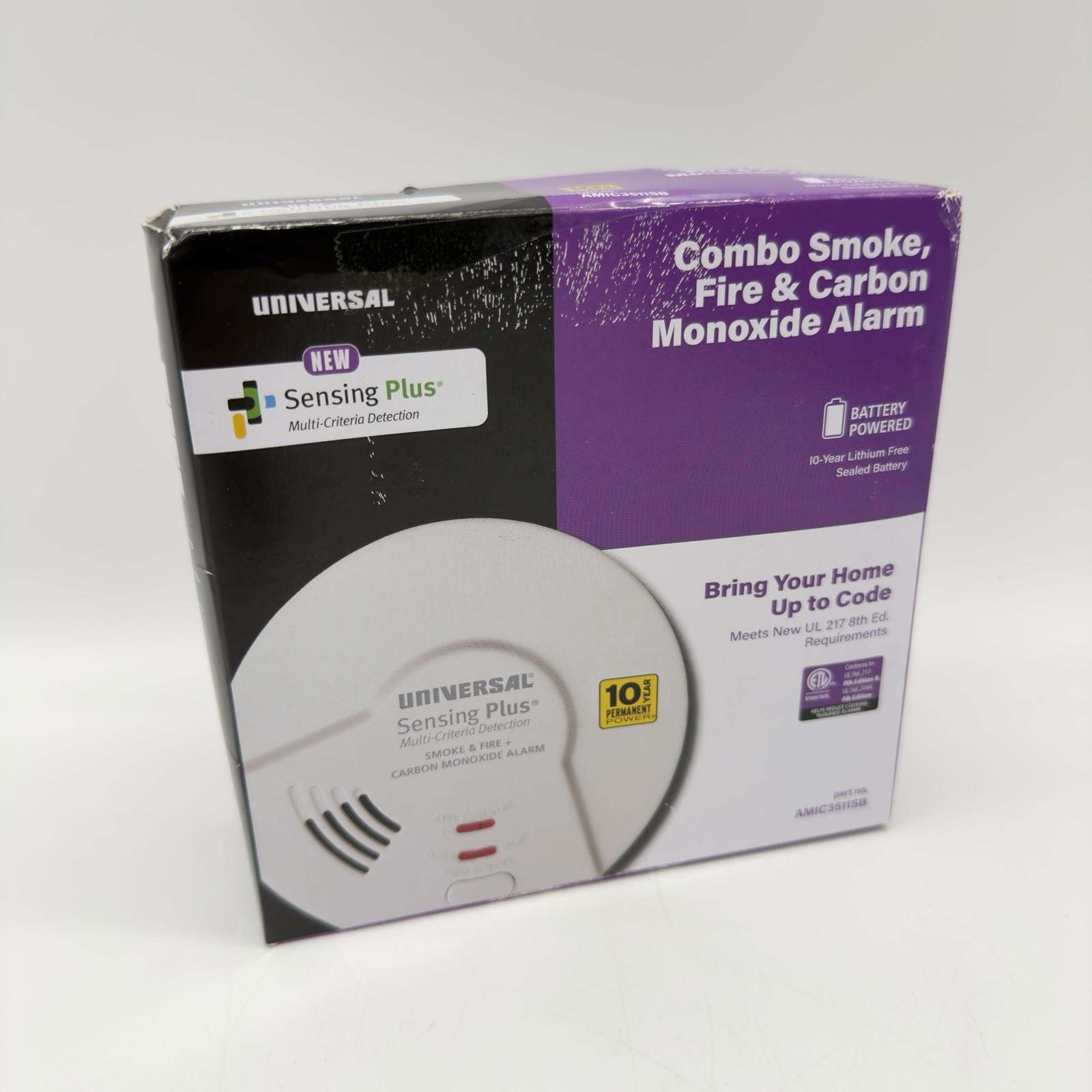 Universal Combo Smoke, Fire, & Carbon Monoxide Alarm – AMIC3511SB – Brand New