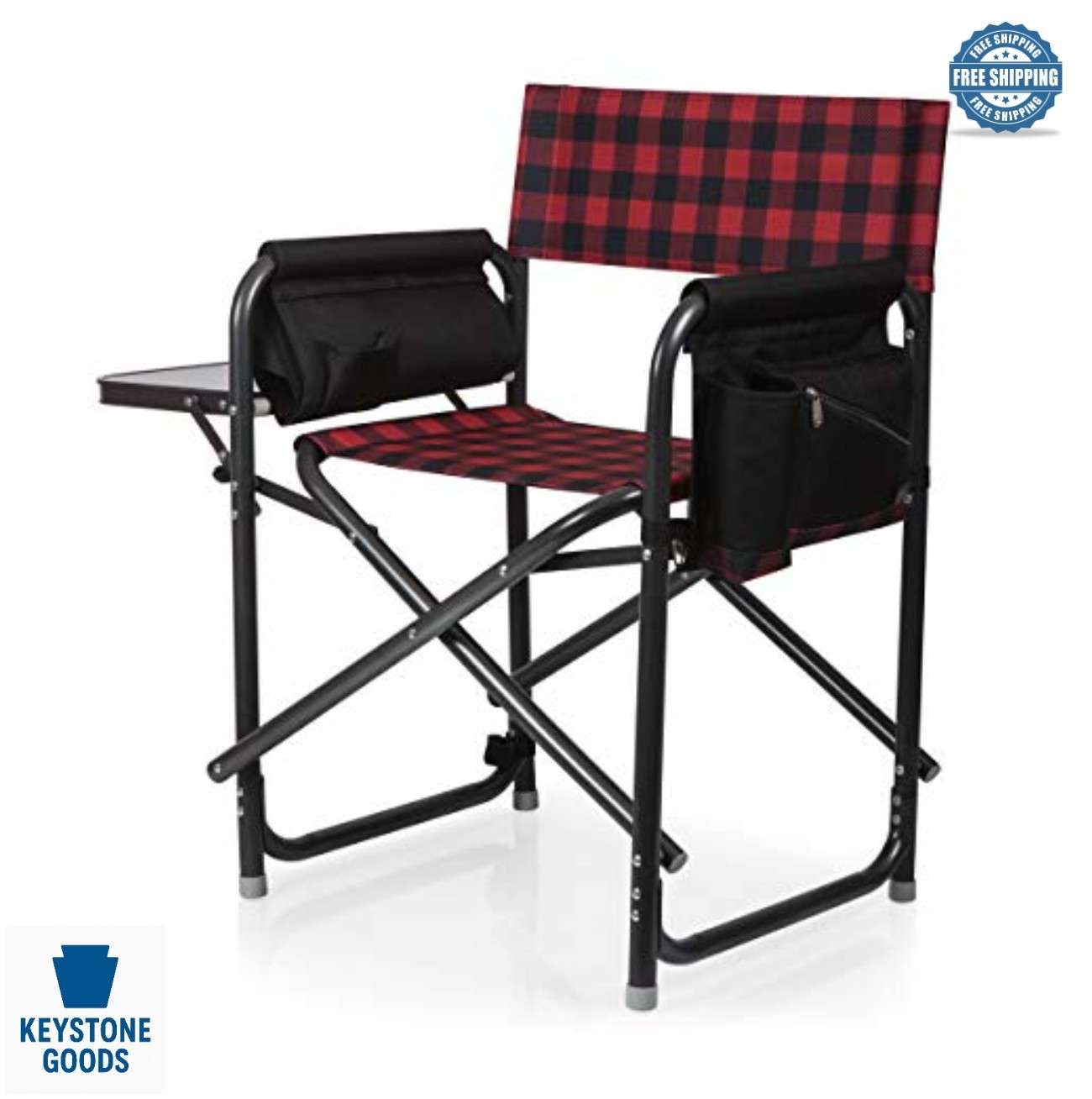 Directors Chair Folding 300lbs Camping Chair with Side Table Backpack Straps