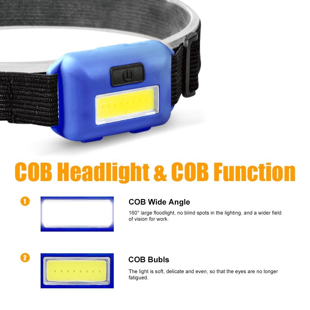 8 Pack Led COB Headlamp for Adults Kids, Flood Light Ultra Bright include 24 AAA