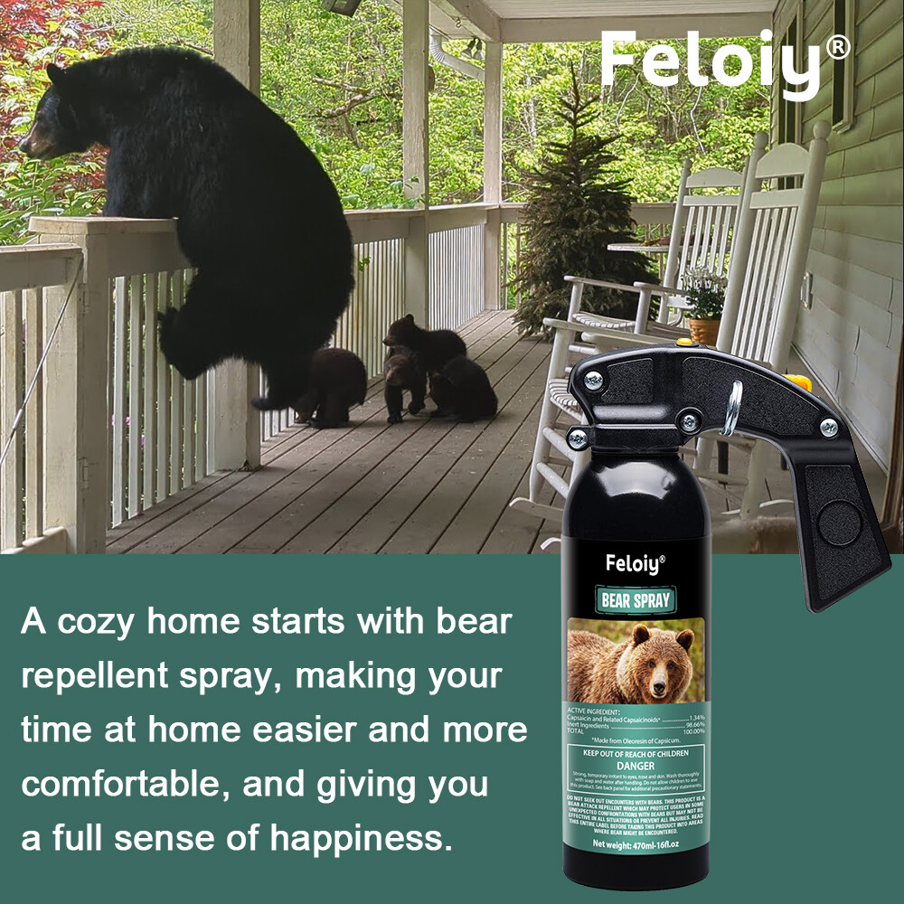 Feloiy ULTRA HOT BEAR Deterrent Repellent Spray 16oz w/ Holster ALL SPECIES
