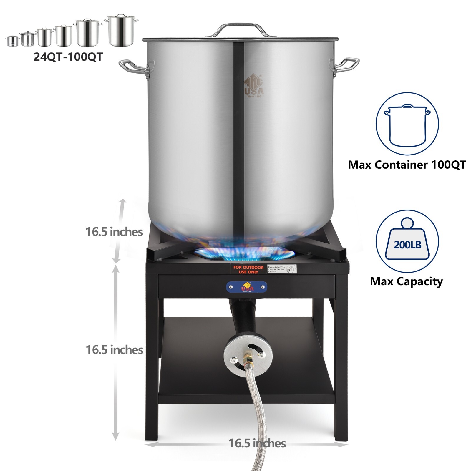 200,000BTU High-Pressure Propane Burner Gas Stove Cooker Turkey Fryer Burner