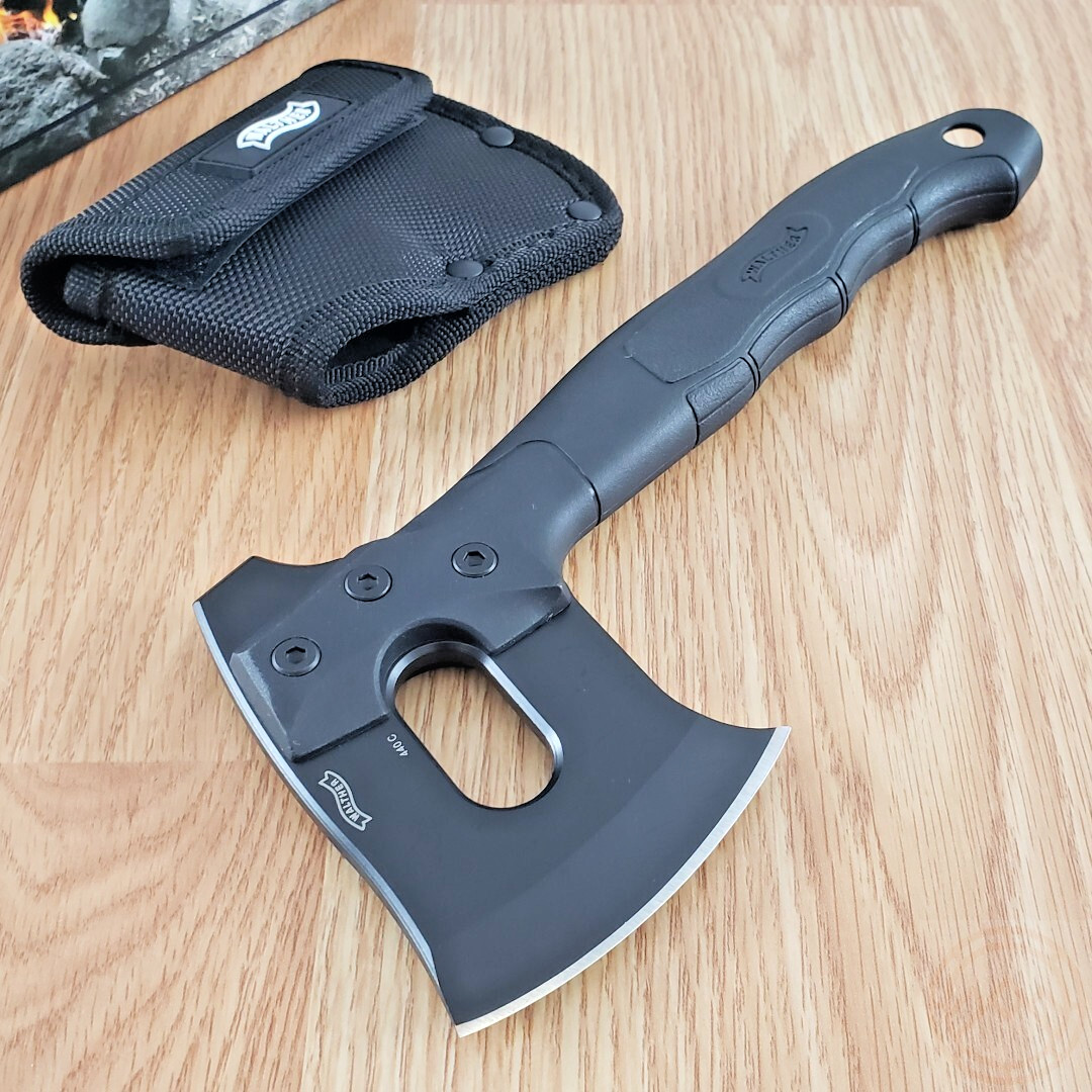 Walther Mini 4″ Black Coated 440C Steel Axe Head 3″ Cutting Edge Polymer Handle