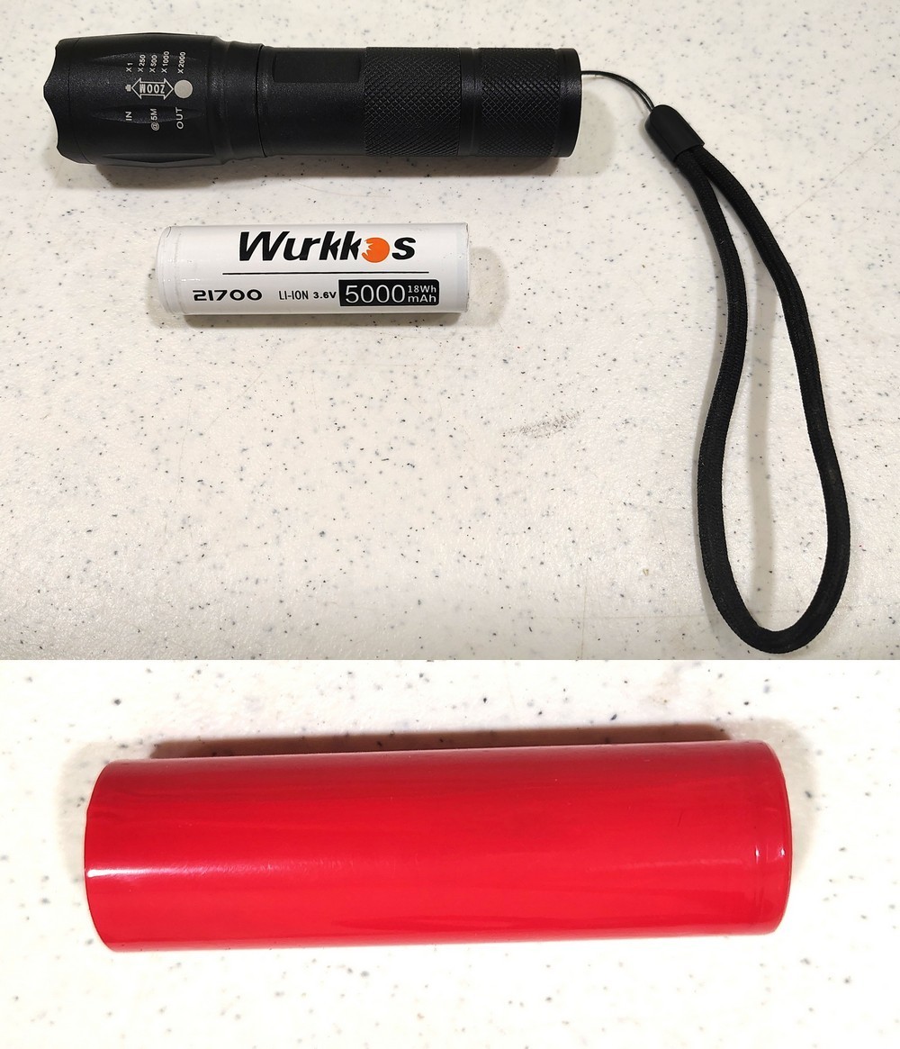 Flashlight & Wurkkos 21700 Lithium Battery Button Top Unprotected 5000mAh 3C 15A