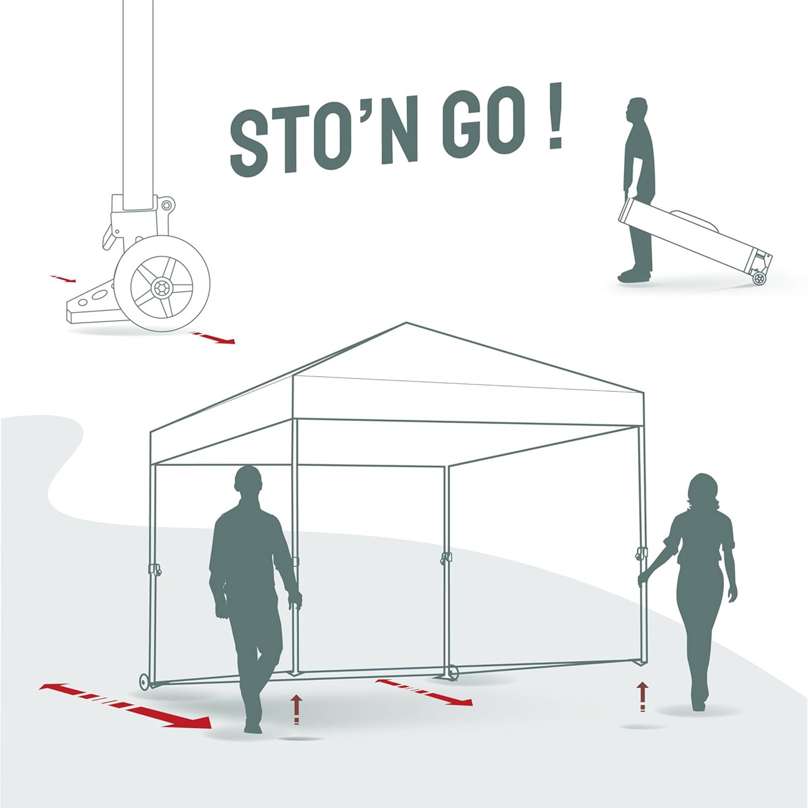 CROWN SHADES 8×8 Ft Pop Up Canopy Tent w/ Wheels & Sidewalls, White (Used)