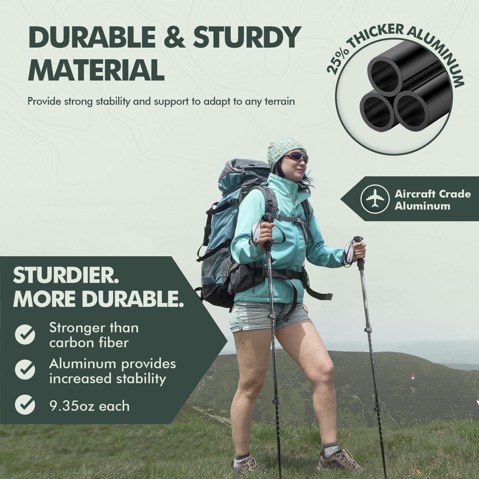 Walking Sticks – Adjustable Hiking Poles, Trekking Poles with Quick Flip Lock, L