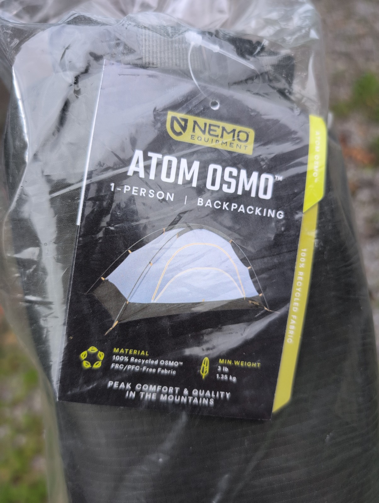 Nemo Atom Osmo Backpacking Tent 1 Person, 3Season MARSH/BOREAL Motorcycle Camp