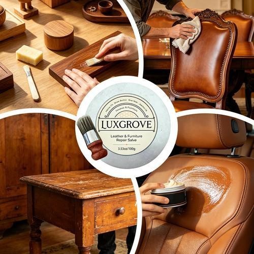 LUXGROVE Wood Finish Restorer | Portable Cleaner Cream with Brush | Cabinet AnHP