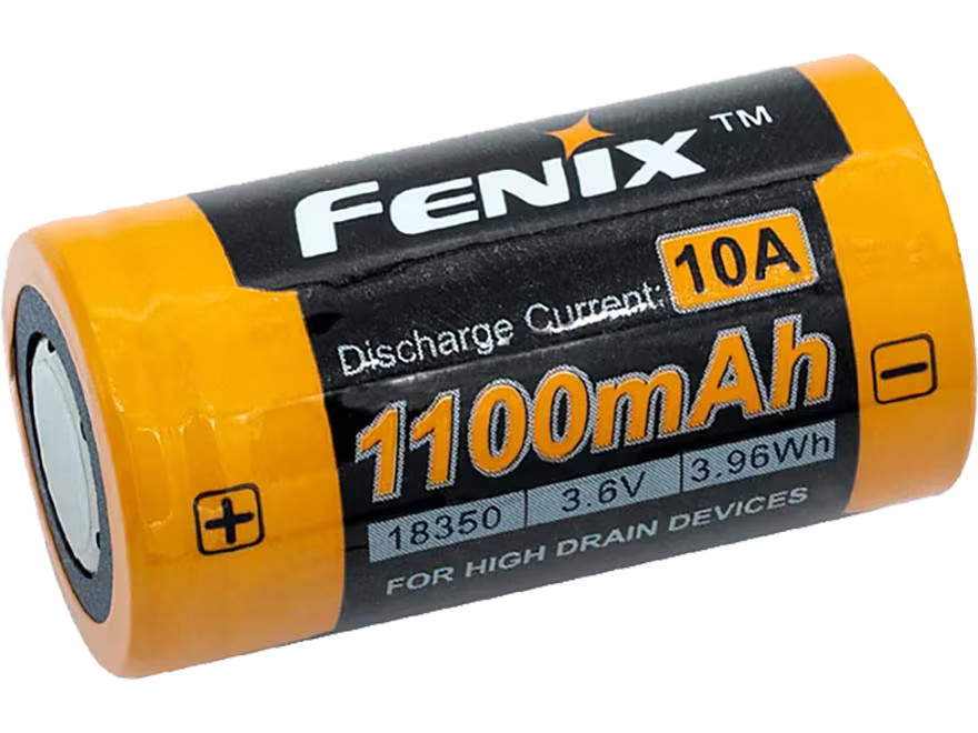 Fenix Rechargeable 18350 3.6 Volt Battery Lithium 1100 mAH