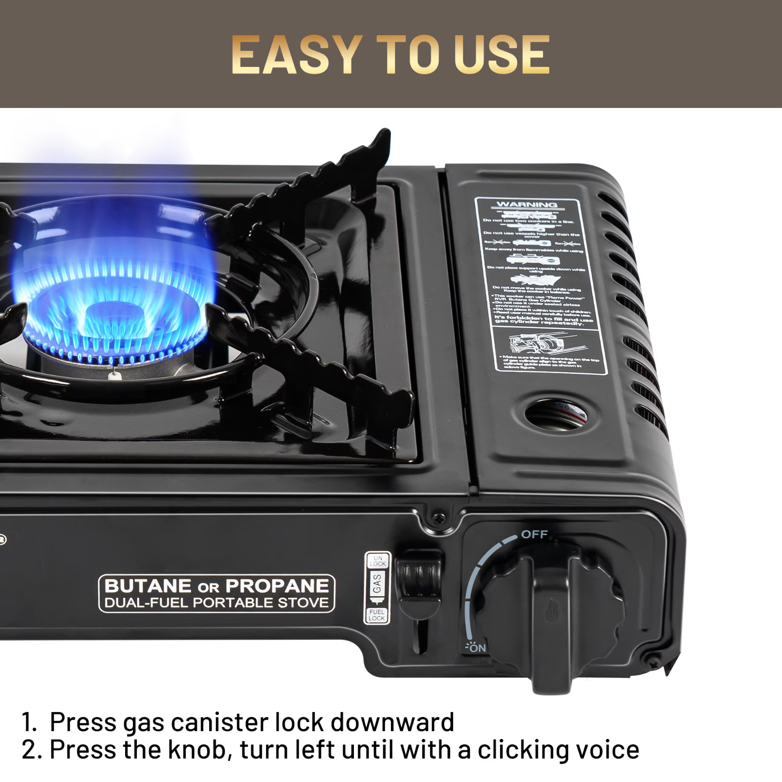 Cityout Dual Fuel Portable Camping Stove, Propane & Butane Gas, Outdoor BBQ