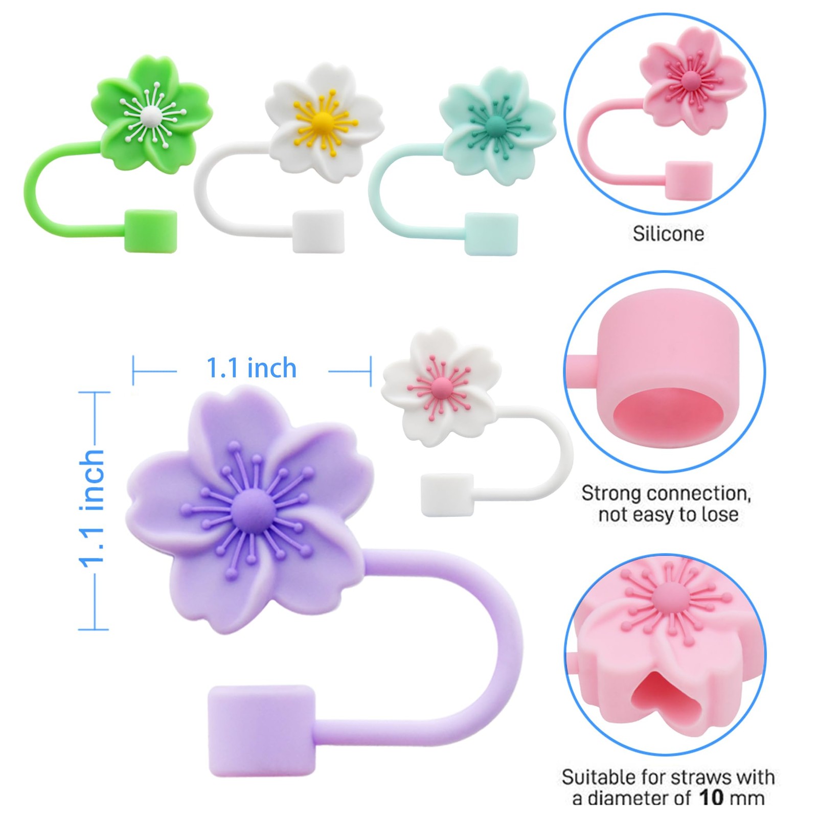 Silicone Straw Cover for 10mm Straw Covers Cap for Stanley Cup Accessories, C…