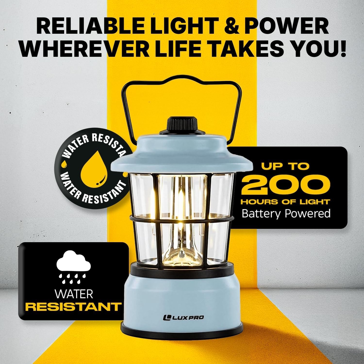 LUXPRO Retro Lantern LP1535 Battery-Powered Emergency Water-Resistant Hiking LED