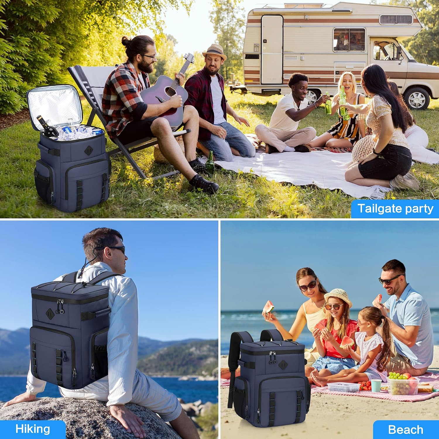 Large 60 Can Insulated Waterproof Leakproof Cooler Backpack | 37L Portable Ice C