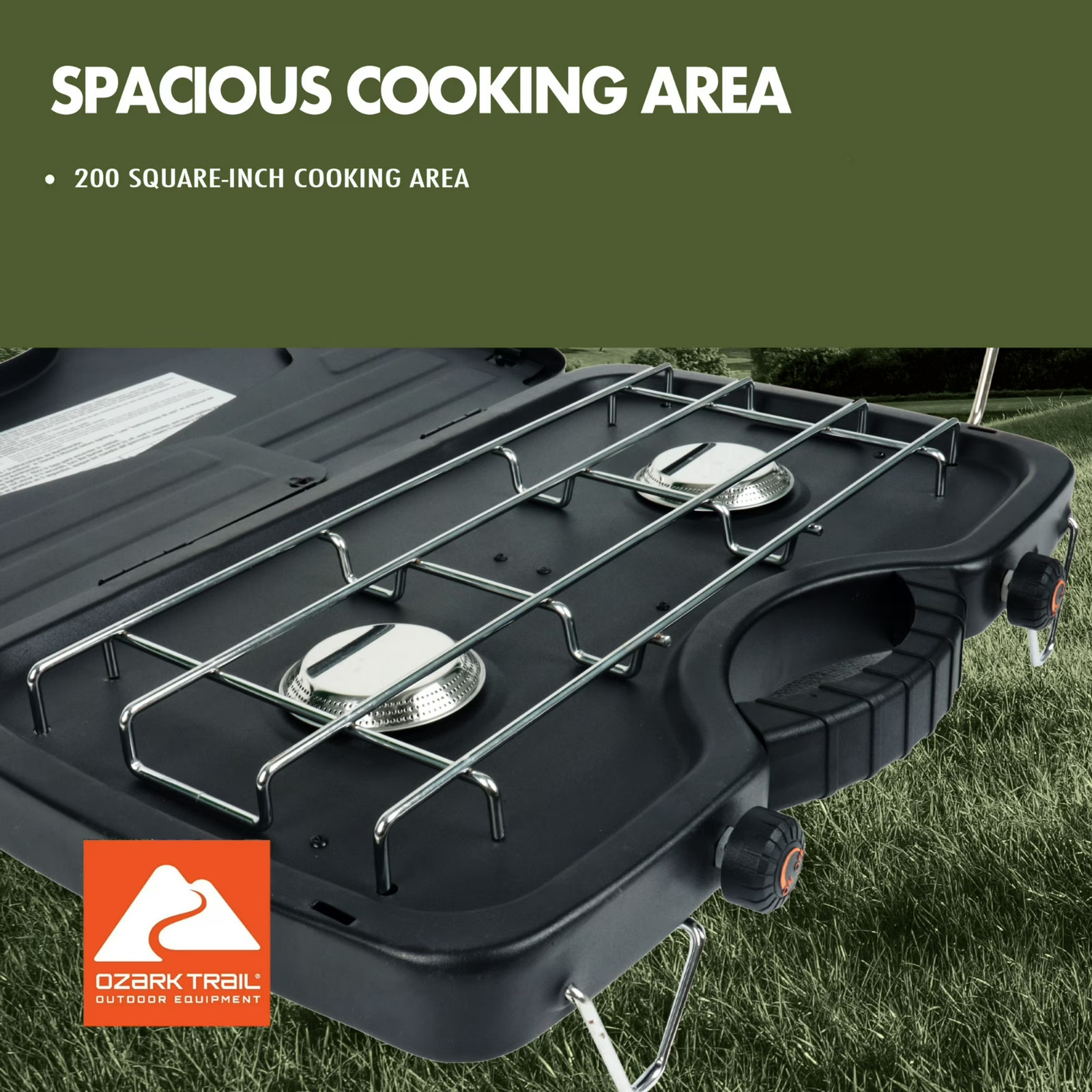 Ozark Trail 2-Burner Propane Gas Camping Stove, Black, Ship from USA