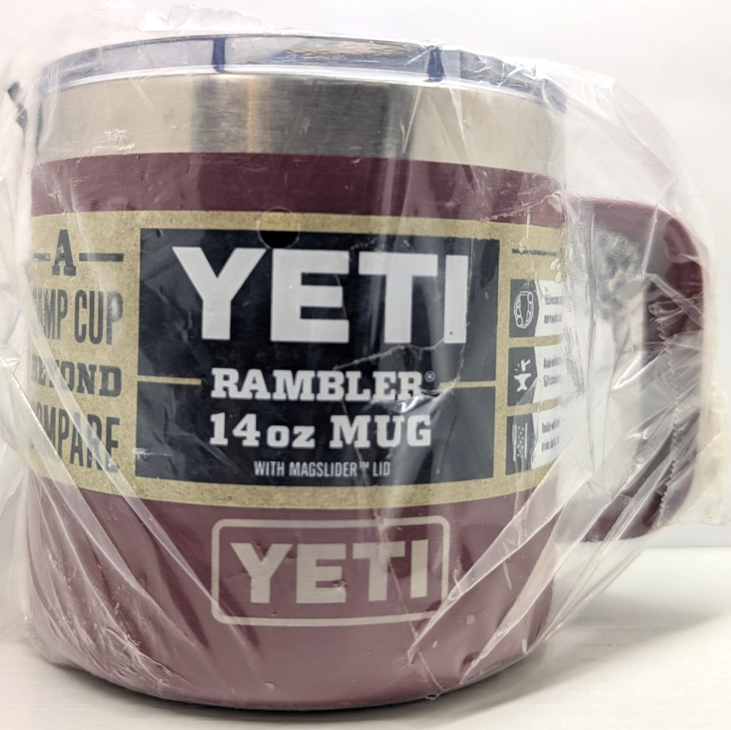 YETI Rambler 14oz Mug Harvest Red Vacuum Insulated Stainless Steel Stackable NEW