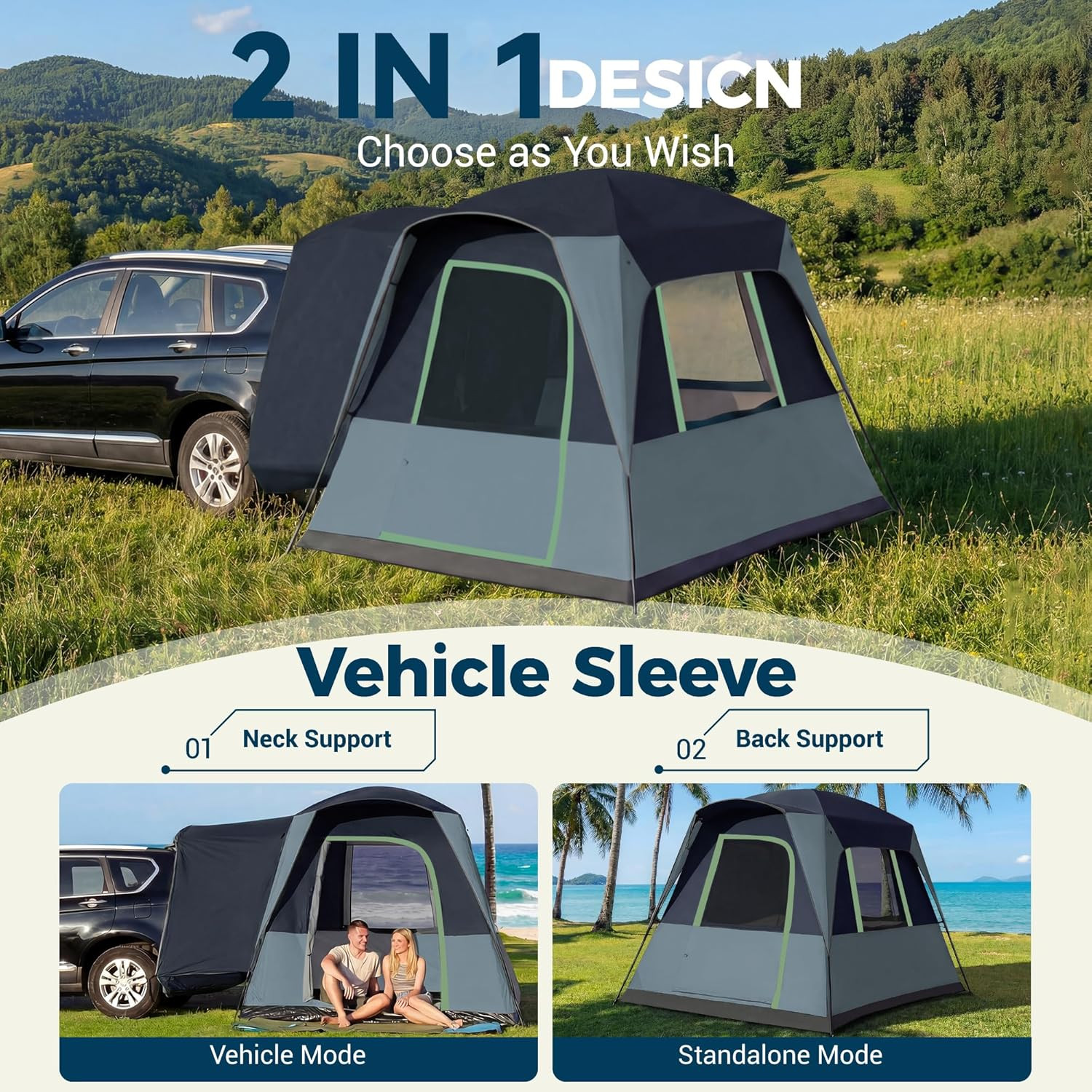 5/6 Person SUV Tent for Camping, SUV Tailgate Tent,Truck Car Tent Weather Resist