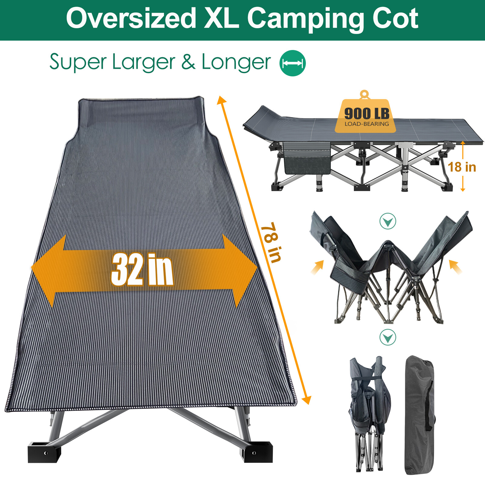 Adults Folding Sleeping Cot Guest Bed Heavy Duty Portable Cots Camping with Mat