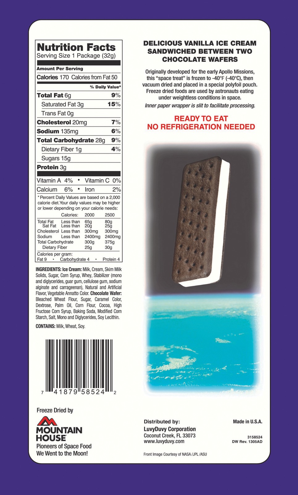 Space Food Delight: Freeze-Dried Neapolitan Ice Cream Sandwich Meat Snack